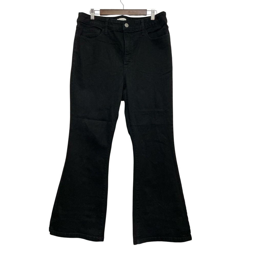 Ava & Viv Womens Plus Size 17 Tall Black High Rise Flare Jeans Stretch Denim